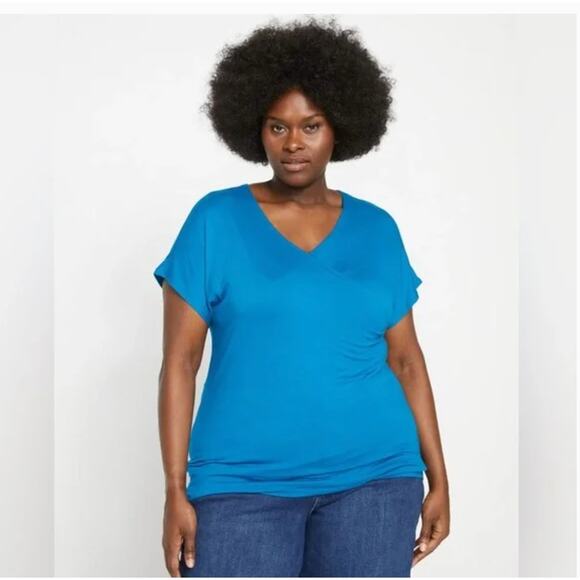 Universal Standard Liquid Jersey Wrap Top 4XS 00 0 Blue Green 2XS NWT Teal - Picture 1 of 6